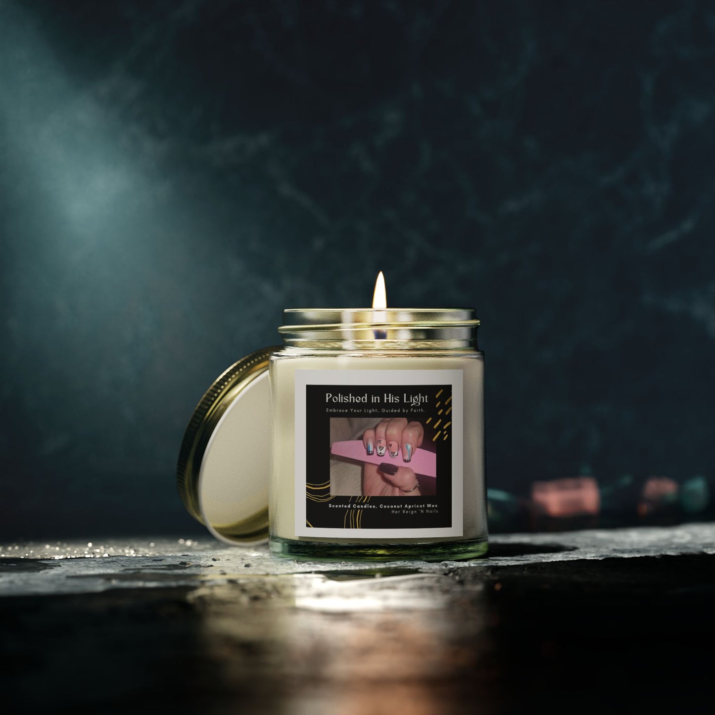 Polished in His Light Scented Candle - Coconut Apricot Wax (4oz & 9oz)