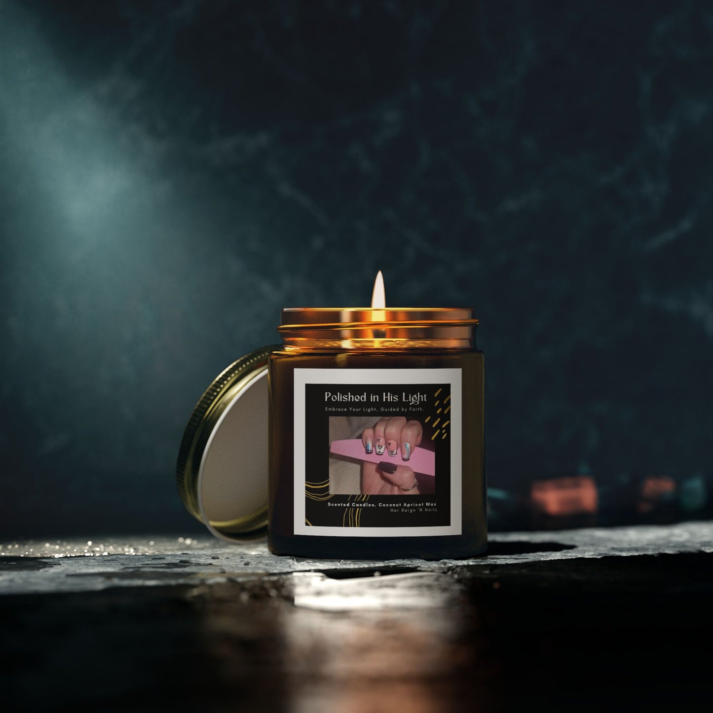 Polished in His Light Scented Candle - Coconut Apricot Wax (4oz & 9oz)