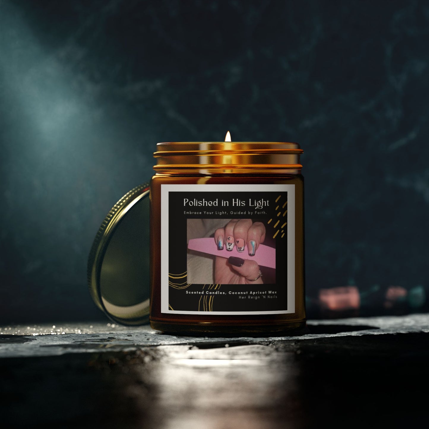 Polished in His Light Scented Candle - Coconut Apricot Wax (4oz & 9oz)